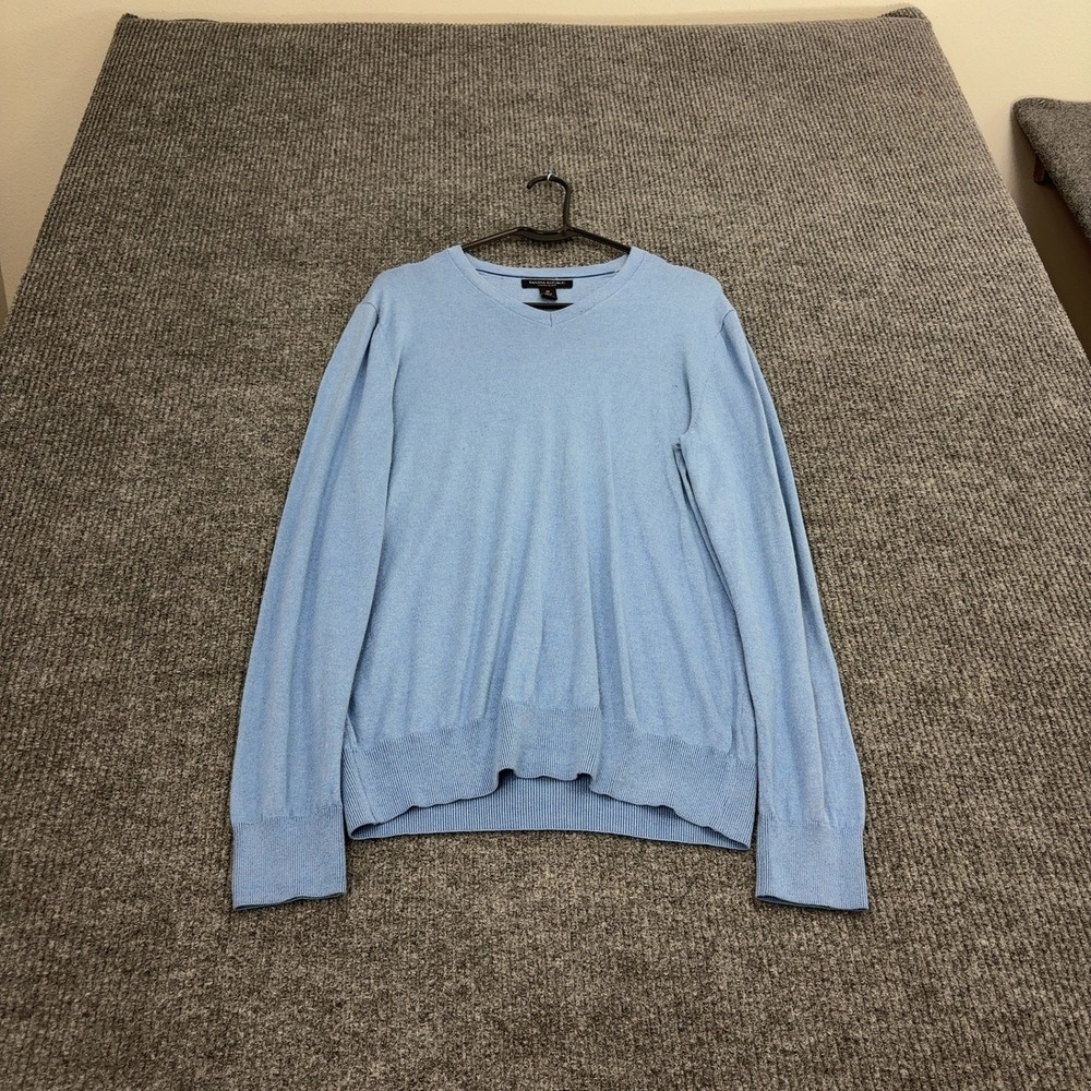 Banana Republic Sweater Mens M Blue Silk Cotton Cashmere V Neck Luxury Preppy